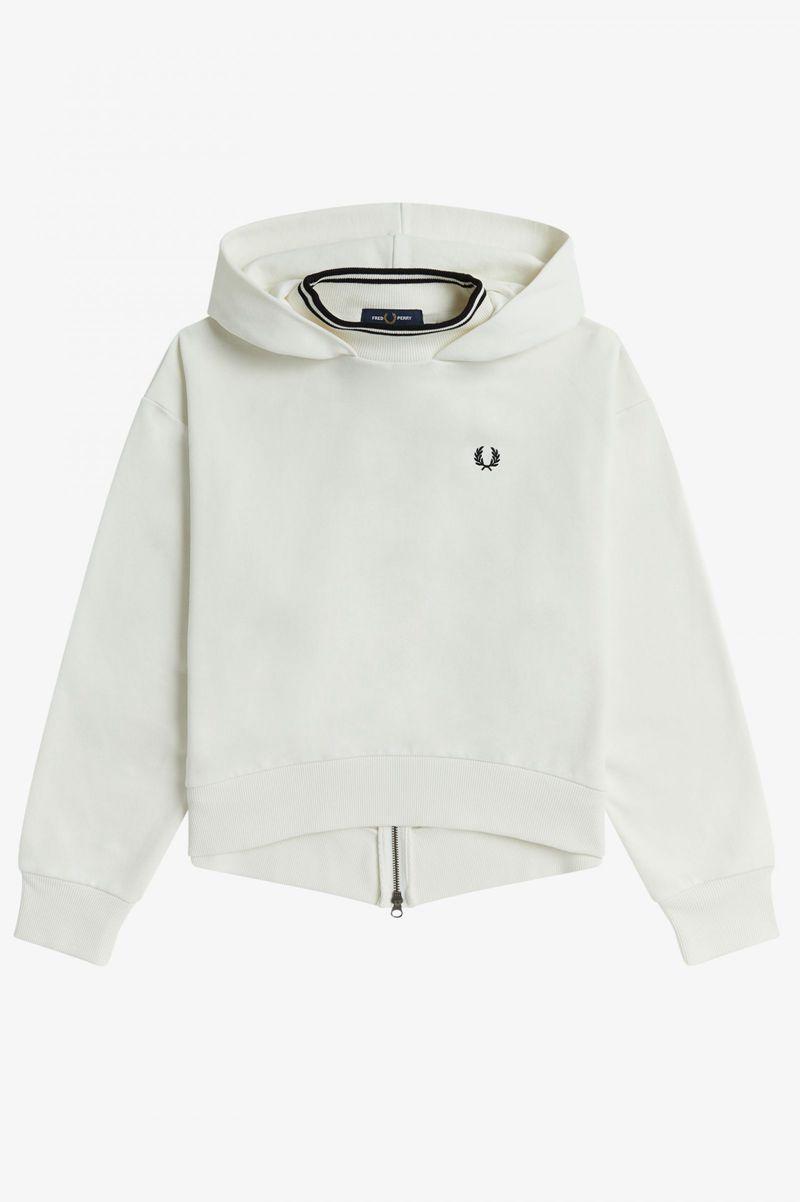 White Fred Perry Zip Detail Hooded Women's Sweatshirts | PH 2019FDNM